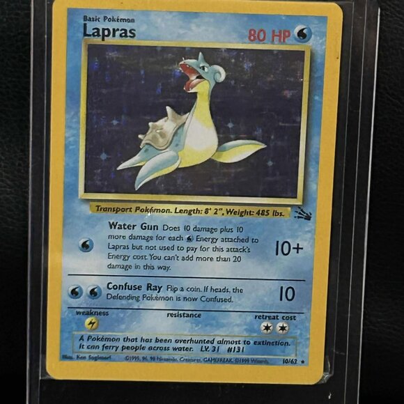 Lapras - 10/62 - Holo Rare - Unlimited Edition - Fossil Pokemon Trading Card - Picture 1 of 1